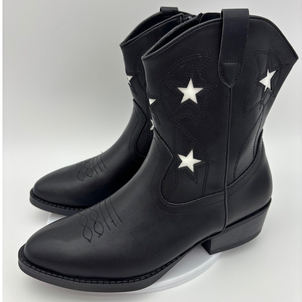 NEW WOMEN'S COWBOY BOOT Western Black Star Festival Cowgirl Ankle Pointed Boho6 - Picture 2 of 10
